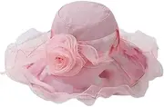 Guomao Double-Layer Large Crepe Net Wavy Edge Art Visor (Color : B)