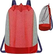 Beach Toy Storage Bags - Drawstring Beach Backpack,Child-Friendly Mesh Organizer Backpack For Sandbox Shells Swimsuits Snacks