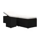 Sun Lounger With Cushion And Tea Table Poly Rattan