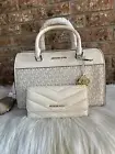 MICHAEL KORS JET SET TRAVEL MEDIUM DUFFLE SATCHEL CROSSBODY BAG AND WALLET