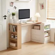 Wood Study Desk in Oak and White with Storage/Home Office Study Desks/Corner Desk