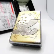 Panda Parent And Child Electroformed Plate Zippo Oil Lighter 2023 MIB