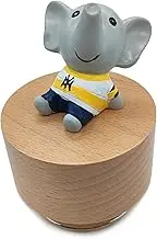 falado Mini Wooden Animal Rotary Music Box with Cute Elephant Ornament (Tune: You are My Sunshine)