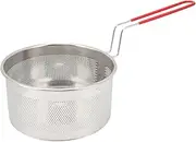 Deep Fry Basket, Stainless Steel Deep Fryer Basket with Long Handle, Round Wire Mesh French Fry Chips Basket, Strainer Basket Colander for French Chips, Onion Rings, Chicken Wings (Medium 18CM)