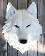 Ebros Large Ghost Albino Snow White Wolf Head Wall Decor Plaque 16"H Sculpture