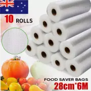 10 Rolls Vacuum Sealer Bags Precut Food Storage Heat Seal Cryovac Bags 6m x 28cm