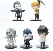 5pcs Death Note Figurines Set 10cm Q Version Ryuuku L Yagami Anime Character Statue Model Collection Home Ornaments