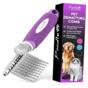 Poodle Dematting Fur Rake Comb Brush for Dogs and Cats - Dematting Comb Purple