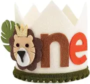 GotGala Löwe 1. Geburtstag Krone Dschungel Safari Wild One Erster Geburtstag Hut 1. Löwe Thema Geburtstagsdekoration für Jungen