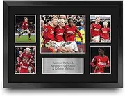 HWC Trading Hojlund, Garnacho and Mainoo Printed Memorabilia Signed Autograph Photograph Display for Football Fans and Supporters - A3 Framed