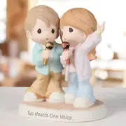 ✿ New PRECIOUS MOMENTS Figurine KARAOKE MICROPHONE Love Couple Singing Songs