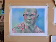 Original 11x14 Inch Colored Pencil Drawing Of Drax The Destroyer/Dave Bautista