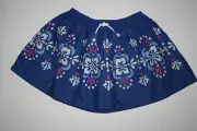 New Gymboree Girls 4 year Skirt Blue w White Pink Floral Print Lined Pull On