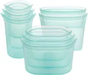 Reusable Food Storage Bags | Full Set of 8 [Teal] | Silicone Meal Prep Container