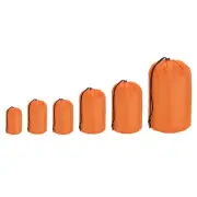 6 Pcs Stuff Sack, 3x5"/3x7"/4x7"/5x10"/7x13"/9x16" Storage Sack Orange