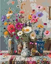 Paint by Number for Adults. Colorful Flowers Paint by Numbers for Adults Beginner Drawing Paintwork with 3 Paintbrushes Paint Canvas Oil Painting 16” x 20”