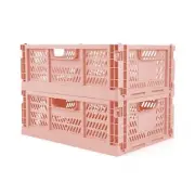 2-Pack Crates for Storage Storage Crates Plastic Stackable Collapsible Foldin...