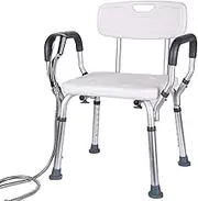 FFSPIIO Heavy Duty Shower Seat, with Arms Backrest Bathroom Bench Stool Lightweight Height Adjustable Bath Chair Shower Chair