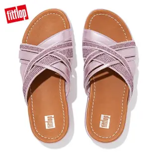 【FitFlop】KESSIA SLEEK CRYSTAL SLIDES 多帶交錯設計水鑽涼鞋交叉帶涼鞋-女(紫丁香色)