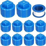 uxcell 10Pcs 1 Inch PT Male Thread PVC Pipe Fitting Plug, Cleanout Plugs, Water Drain End Caps Coupling Adapter with Tape for Water Heater Supply Lines, Plumbing, Blue