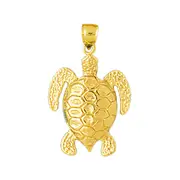 14K Gold Sea Life Sea Turtle Pendant