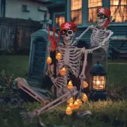 Yescom 2Pcs Pirate Life Size Skeleton Poseable 5.4Ft w/ Halloween Pumpkin Lights