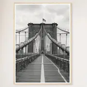 Galrie Timeless Brooklyn Bridge Black and White - Iconic Fine Art Photography Home Decor, Wood Frame, A2 42 x 60cm (16 x 24inch)