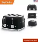 50's Style Retro Aesthetic 4 Slice Toaster 6 Presets Extra Wide Slots Black