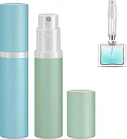Refillable Perfume Atomiser Travel Bottle - Qavhun 2-Pack 5ml Leakproof Luxury Travel Perfume Refillable Bottle, Portable Fragrance Atomiser (Light Blue & Light Green)
