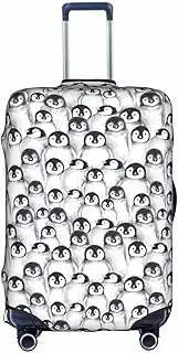 [pvinnk] Cute Penguins Sketch Print Protective Luggage Cover Elastic Washable Suitcase Travel Gear Protector, White, Medium