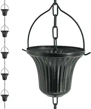 DFTDFYXYOutdoor Rain Chains Rain Chain for UK Rain Chains for Gutters Rain Chain Gutter Adjustable Rain Catcher Chain with Chain Retainer and Hook,for Gutters, Patios, Gardens (Black),3m(9.8ft)