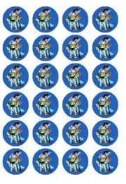 24 x Toy Story Buzz & Woody Edible Cupcake Toppers Pre-Cut