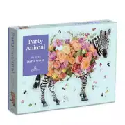 Party Animal 750 Piece Zebra Shaped Jigsaw Puzzle Galison New