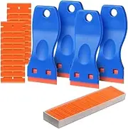 Plastic Razor Blade Scraper Tool, 4 Pcs Razor Scraper with 100 Pcs Plastic Blades, Double Edged Cleaning Remover for Scraping Labels and Decals Sticker From Glass, Windshields and Window