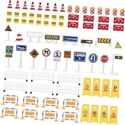 Abaodam Boys and Girls Learning Toys Traffic Barrier Sign Set Realistic Simulation Road Signs Cognitive Games Educational Toys