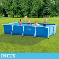 在飛比找momo購物網優惠-【INTEX】簡易裝長方型框架游泳池450x220x84cm