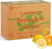 Laundry Detergent Sheets - 200 Count Orange Eco-Friendly Laundry Soap Strips - No Plastic Jug Hypoallergenic Liquid Less Dissolvable Space Saving Sheets for Dorm Travel Camping