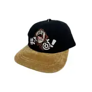 Vtg Tasmanian Devil Hat Youth Cap Taz Black Brown Acme Kids SnapBack Suede