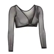 Seamless Arm Shaper Short Cropped Navel Mesh Cardigan Plus Size Arm Shaper Black M