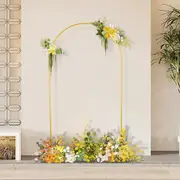 2.2M Gold Oval Wedding Arch Backdrop Background Stand Flower Frame Gate Archway Decorate