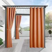 TRAGLO Waterproof Outdoor Curtain Blackout Curtains with Grommet Top Privacy Protection Thermal Insulated Garden Drapes for Patio Porch Pergola Gazebo(Orange,H300xW262 cm(Pack of 1))