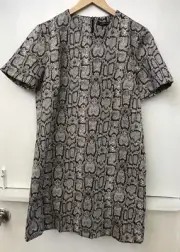 Zara Snake Skin Short Sleeve Mini Shift Dress Size S Small NWT