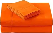American Linen Luxury Sheets Trusted by The Biggest Hotels, Orange Solid 600 Thread Count 4PC Twin Bed Sheet Set 100-Percent Cotton, Sateen Solid, 26 Inches Deep Pocket.