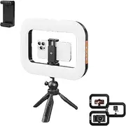 Rechargeable Selfie Portable Ring Light – Adjustable Bicolor Fill Light, Portable LED Ring Light Selfie Light Phone Video Stabilizer for iPhone, Camera, Smartphone (B)
