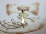 Tau Franciscan Cross pendant made Yellow Gold 18 K- artisan product