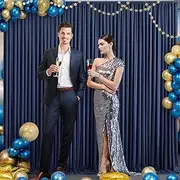 10x10 Navy Blue Backdrop Curtain for Parties Wrinkle Free Photo Curtains Backdrop Drapes Fabric Decoration for Wedding Birthday Party Baby Shower 5ft x 10ft,2 Panels