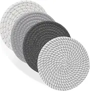 FACAICAI 7" Trivets for Hot Dishes, Hot pots and Pans, 4 Heat Resistant Hot Pads, Pot Holders for Kitchen, Hot Plate Mats for Kitchen Countertops, Table, Home Essentials, Farmhouse Decor (Grey)