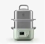 [BUYDEEM] 10L Double Tier Digital Food Steamer, Stainless Steel Electric Steamer with One-Touch Operation & Slow Cook Mode, Green