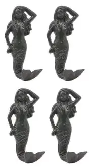 Ebros Gift 6"H Mermaid Cast Iron Rustic Wall Coat Hook For Keys Leashes Hats (4)