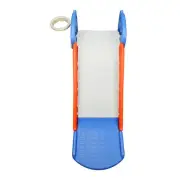 Toddler Indoor Dinosaur Slide with Basketball Hoop Blue Easy Assembly Foldable